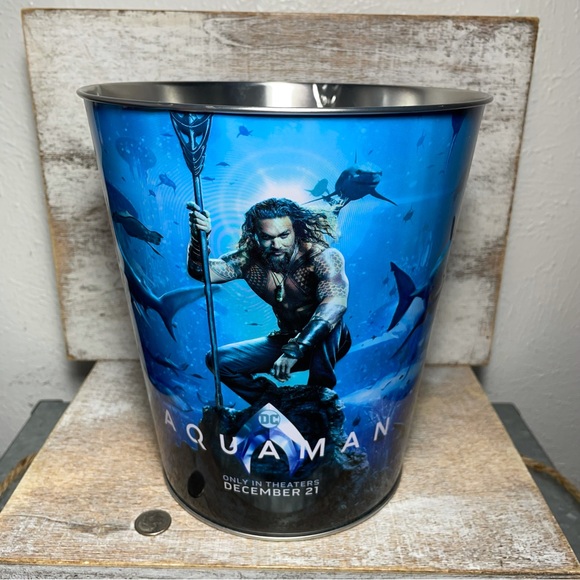 AMC Theaters Metal Popcorn Tins Buckets Aquaman 8x7" - Picture 1 of 12